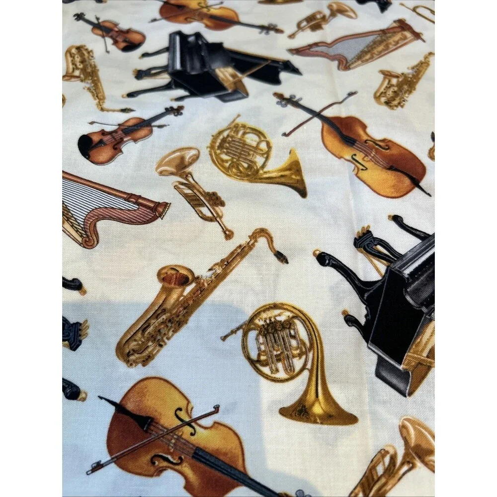 Concerto Tossed Instruments Music Print Cotton Quilting Fabric  Maria Kalinowski
